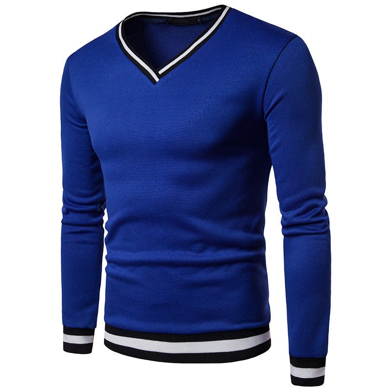 Spring Mens High Quality Long Sleeve Stitching V-Neck Sweater - Polendo Design V neck sweater
