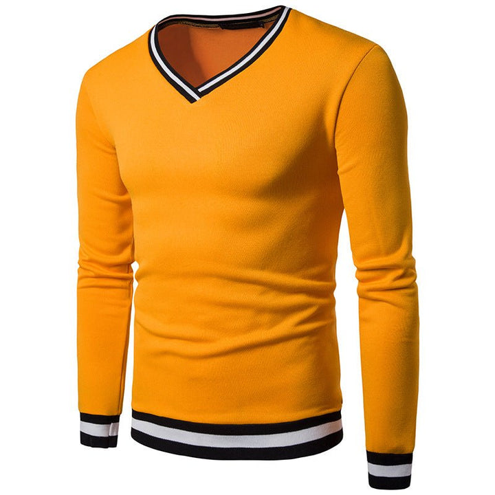 Spring Mens High Quality Long Sleeve Stitching V-Neck Sweater - Polendo Design V neck sweater
