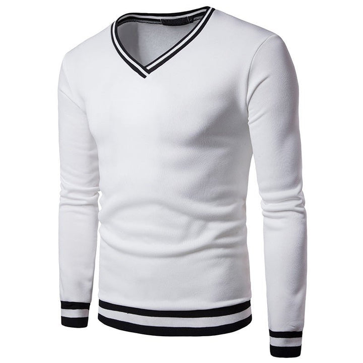 Spring Mens High Quality Long Sleeve Stitching V-Neck Sweater - Polendo Design V neck sweater