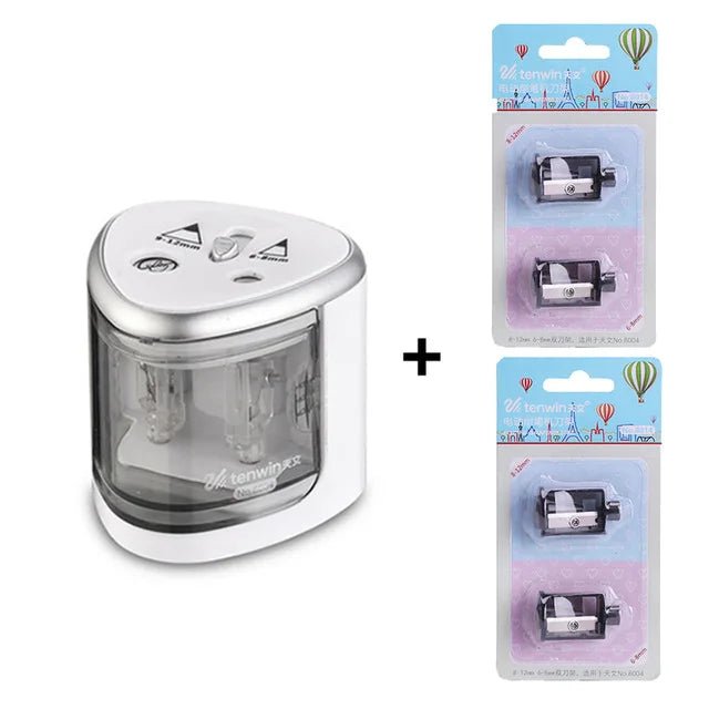 Tenwin Two-Hole Electric Automatic Pencil Sharpener - Polendo Design tenwin two-hole electric automatic pencil sharpener