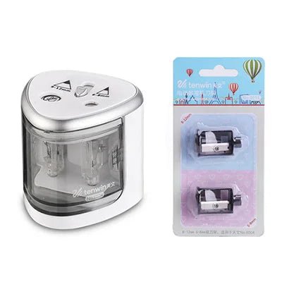 Tenwin Two-Hole Electric Automatic Pencil Sharpener - Polendo Design tenwin two-hole electric automatic pencil sharpener