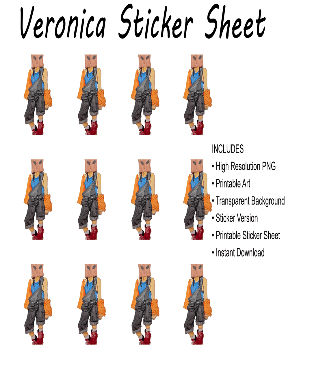 Veronica Full Character Pack – PNG Illustration &amp; Sticker Assets - Polendo Design