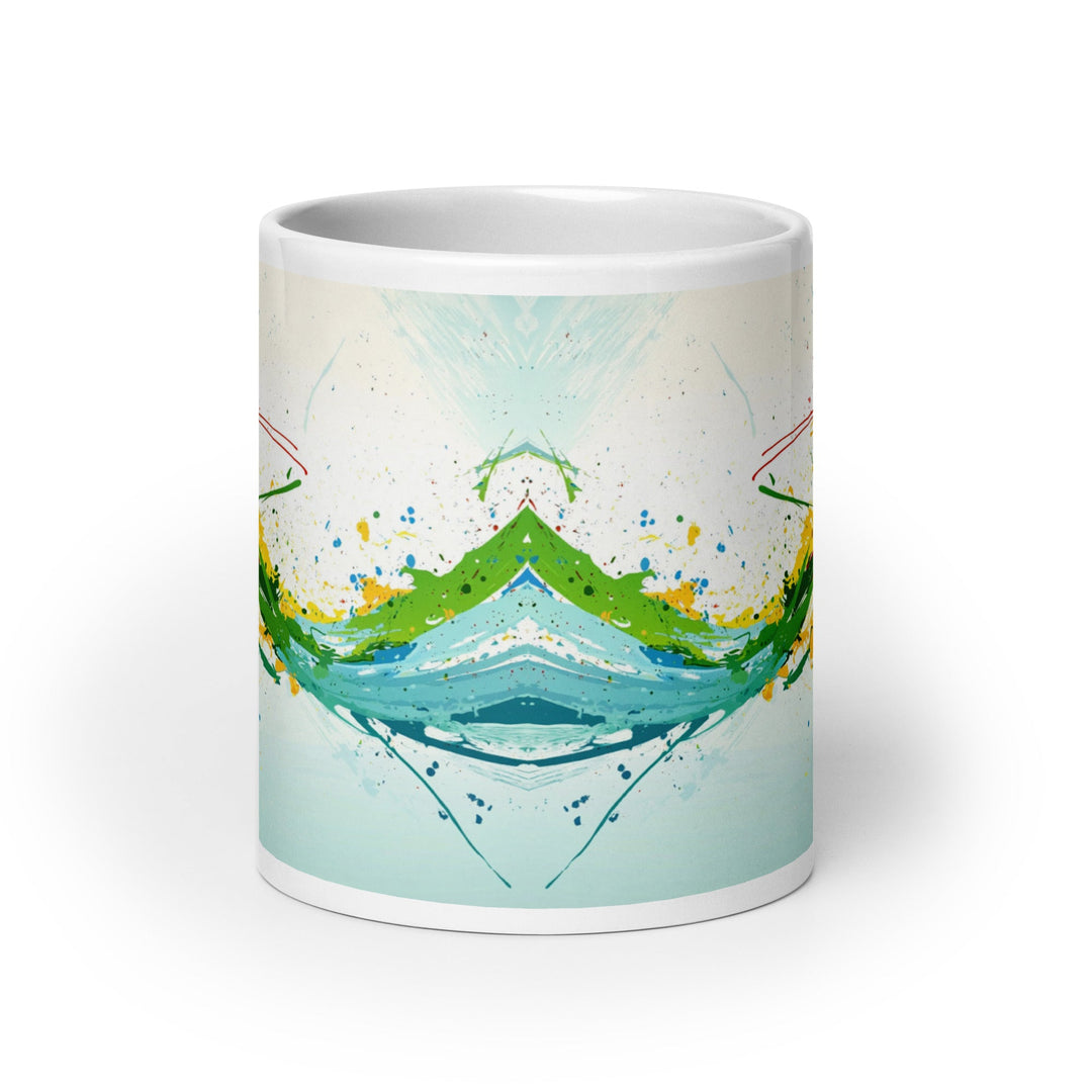 "Water and Fire" Abstract White Glossy Mug - Polendo Design