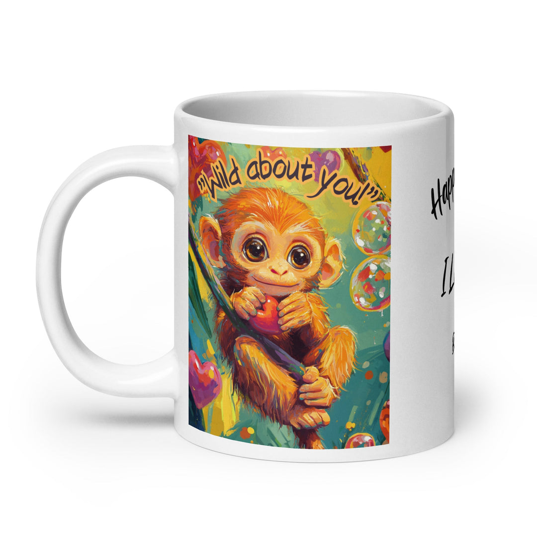 "Wild About You Monkey" White glossy mug - Polendo Design