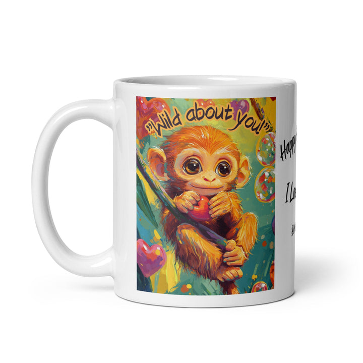 "Wild About You Monkey" White glossy mug - Polendo Design