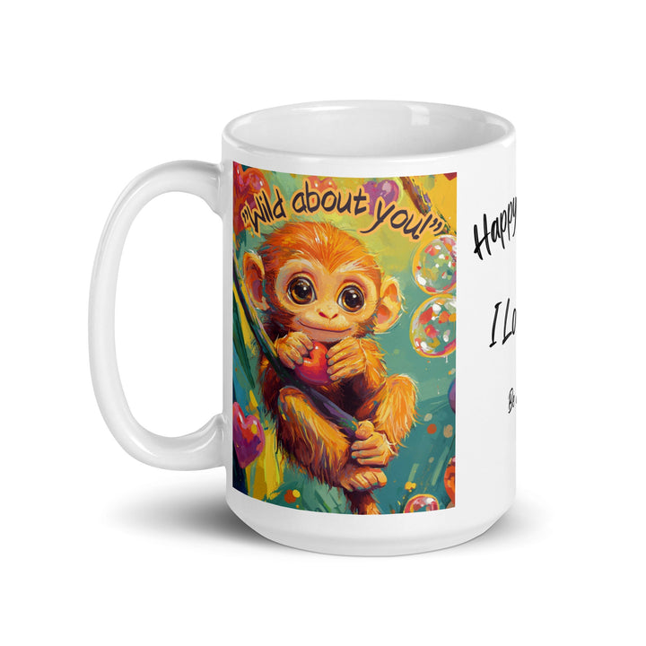 "Wild About You Monkey" White glossy mug - Polendo Design