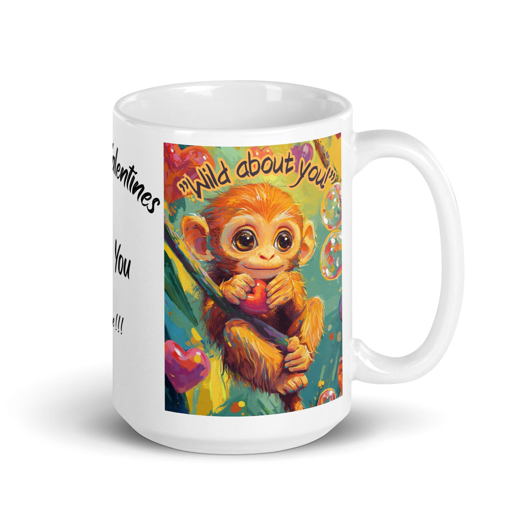 "Wild About You Monkey" White glossy mug - Polendo Design