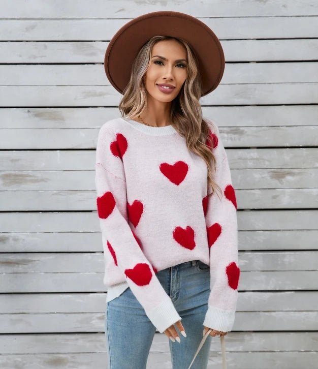 Women Valentine's Heart Sweater - Polendo Design