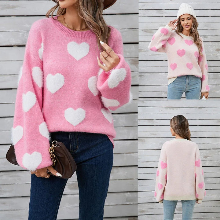Women Valentine's Heart Sweater - Polendo Design