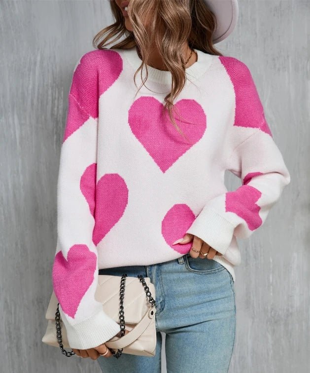 Women Valentine's Heart Sweater - Polendo Design