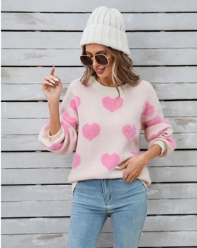 Women Valentine's Heart Sweater - Polendo Design