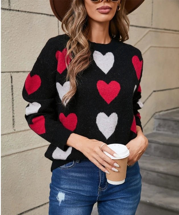 Women Valentine's Heart Sweater - Polendo Design