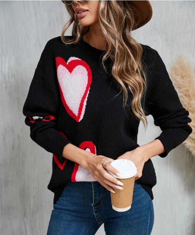 Women Valentine's Heart Sweater - Polendo Design