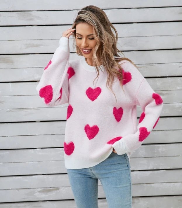 Women Valentine's Heart Sweater - Polendo Design