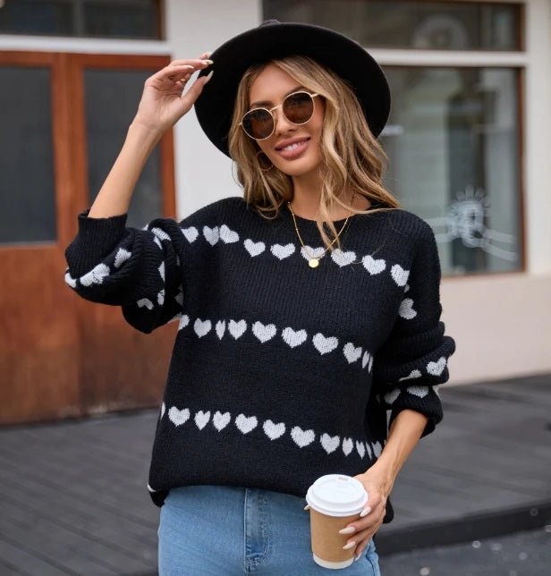 Women Valentine's Heart Sweater - Polendo Design