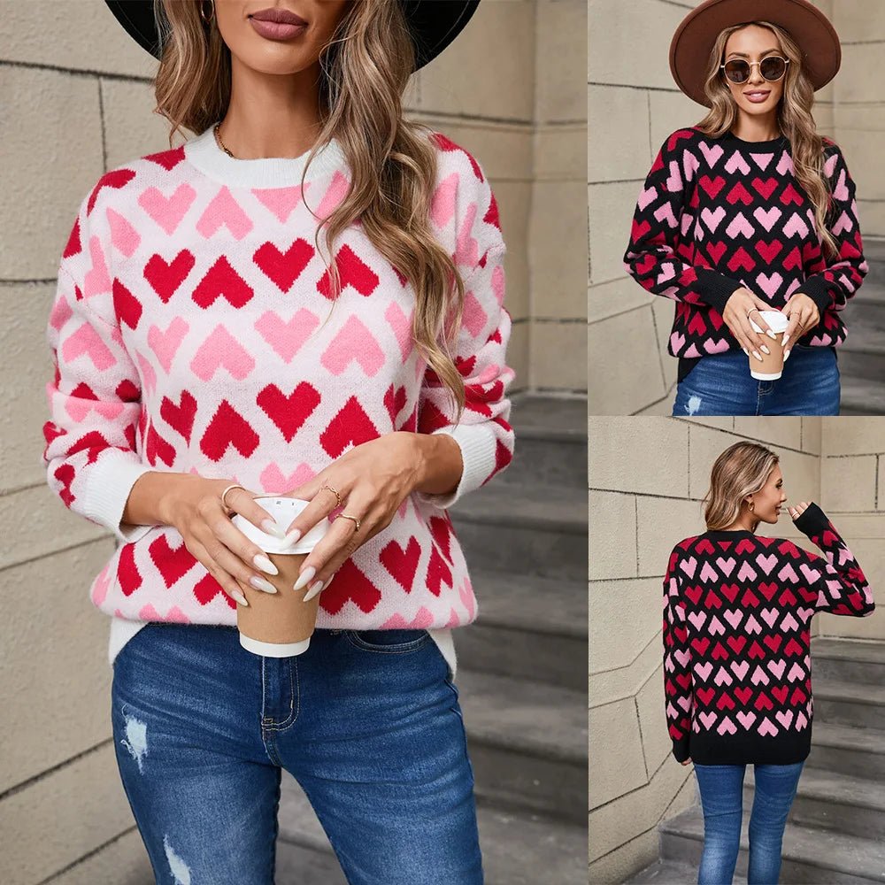 Women Valentine's Heart Sweater - Polendo Design