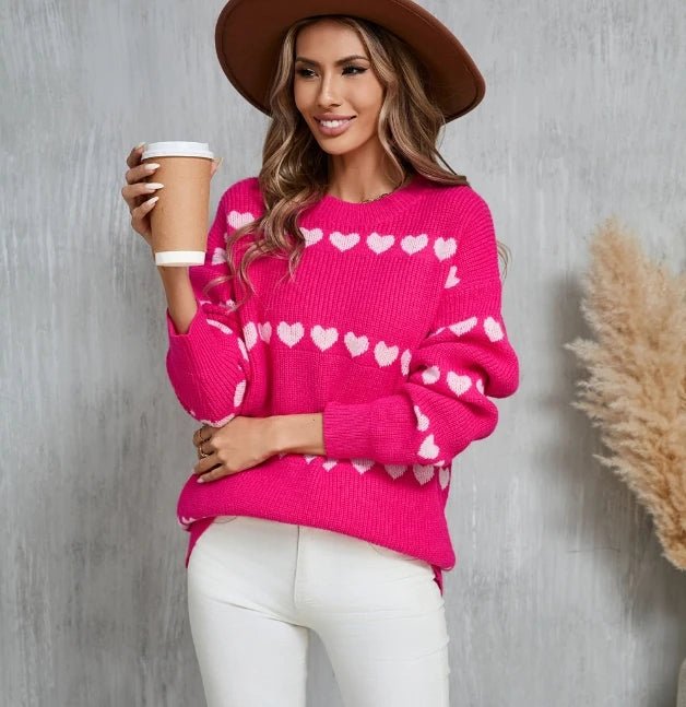 Women Valentine's Heart Sweater - Polendo Design