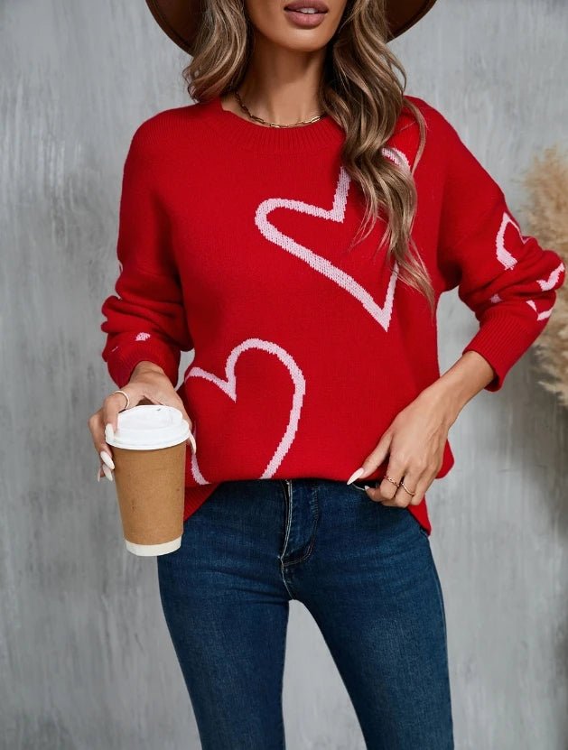 Women Valentine's Heart Sweater - Polendo Design