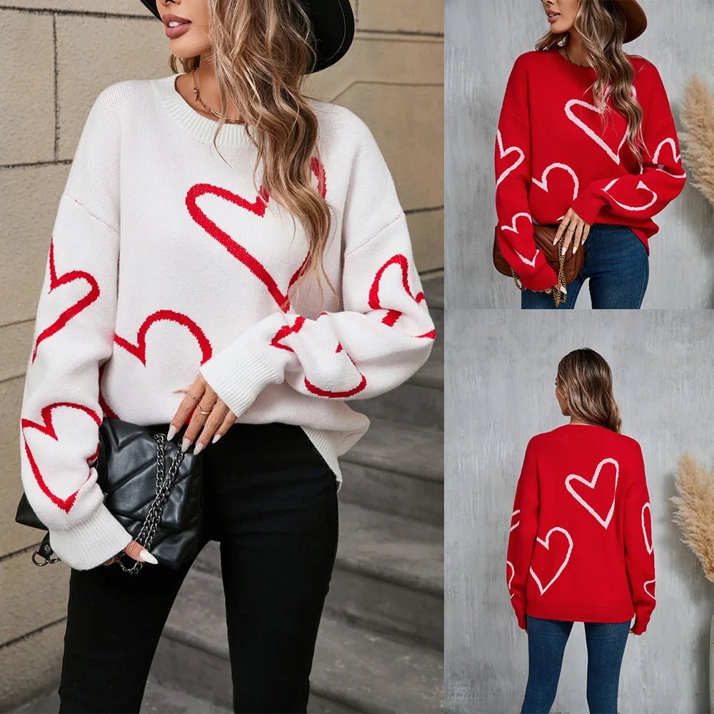 Women Valentine's Heart Sweater - Polendo Design