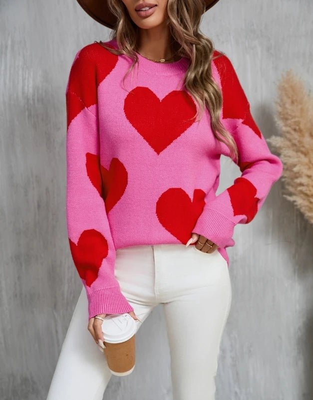 Women Valentine's Heart Sweater - Polendo Design