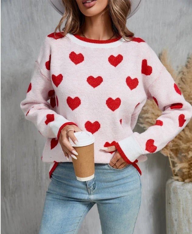 Women Valentine's Heart Sweater - Polendo Design