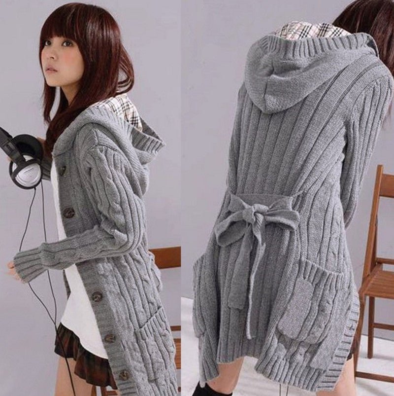 Women's Lattice Hooded Cardigan Sweater - Polendo Design