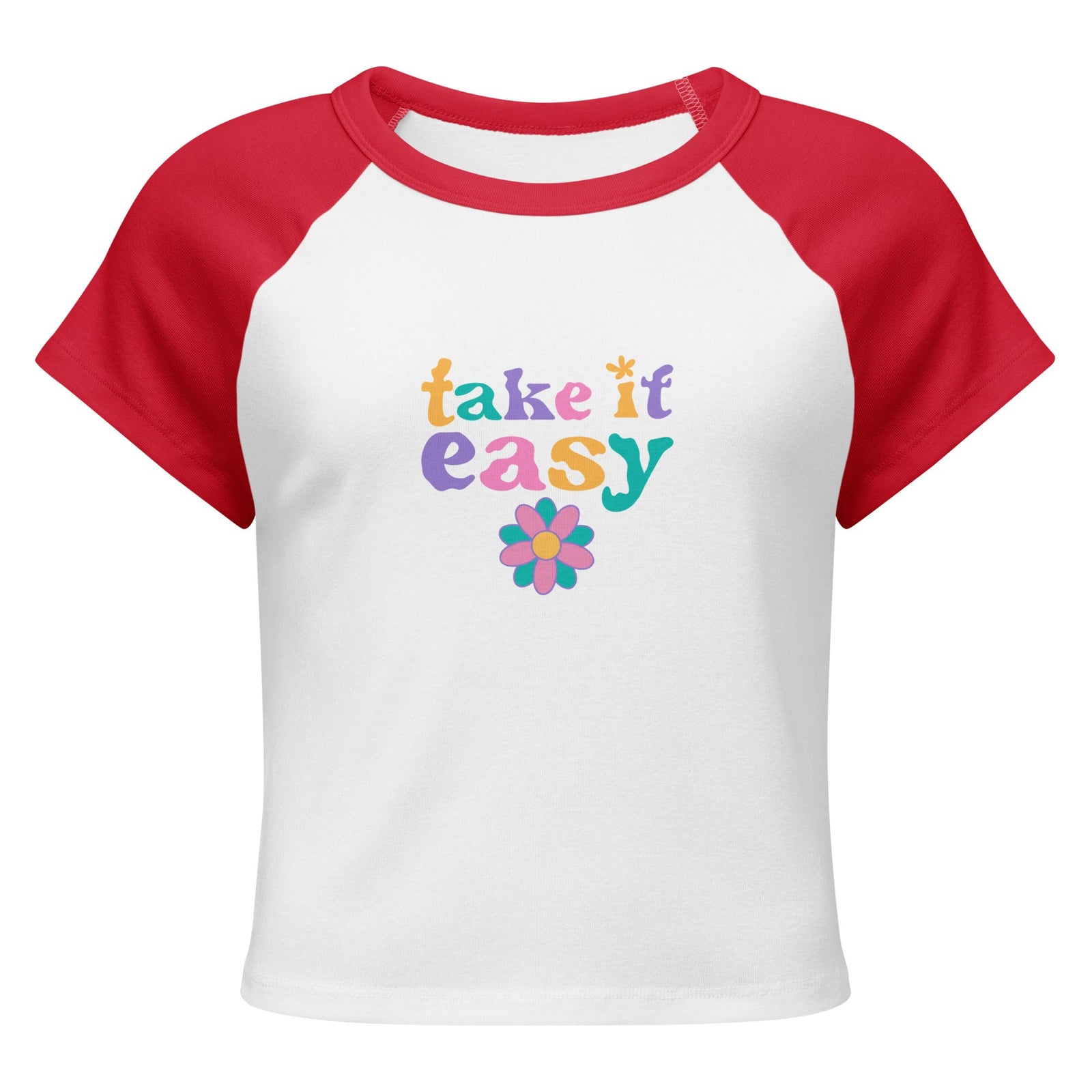 "Take it easy" Women’s micro rib raglan baby tee T-SHIRT Polendo Design