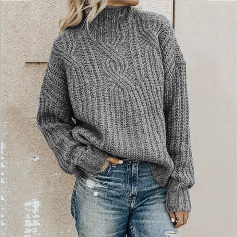 Women's Winter Turtleneck Knit Sweater - Polendo Design