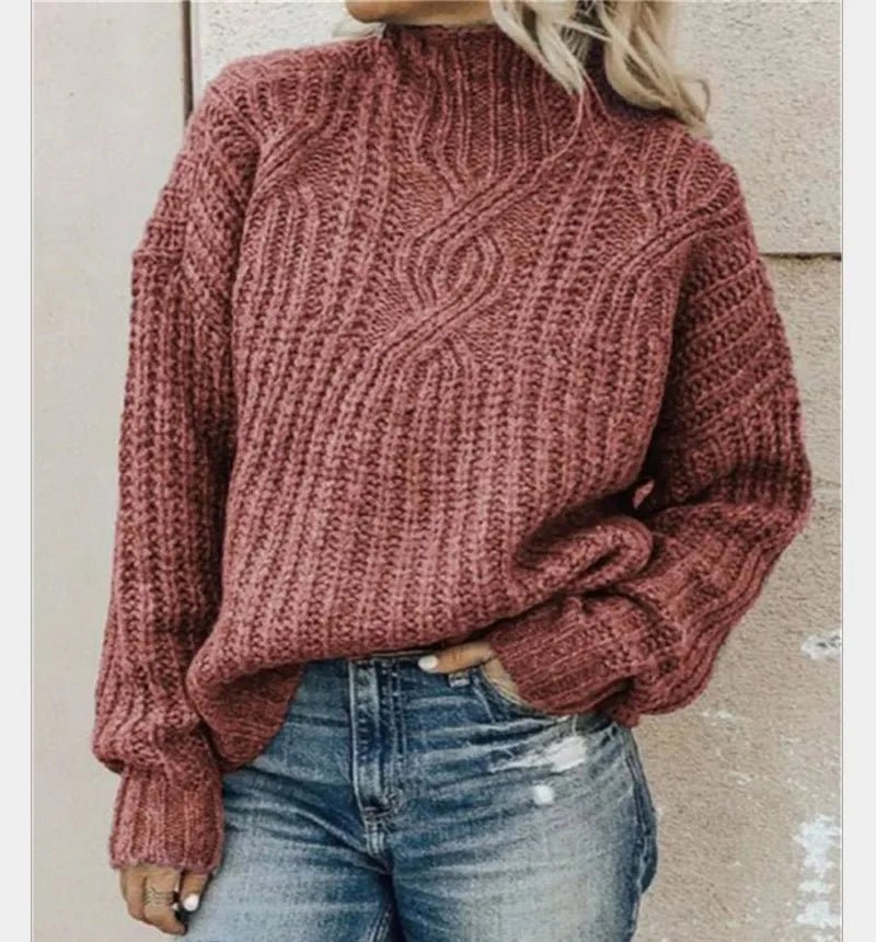 Women's Winter Turtleneck Knit Sweater - Polendo Design
